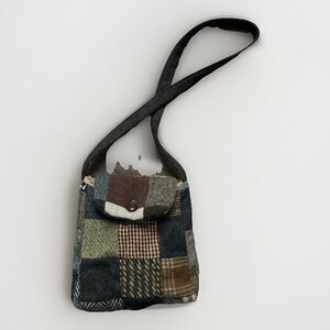 Vintage Hanna Hats Donegal 100% Wool Patchwork Crossbody Bag Made In Ireland